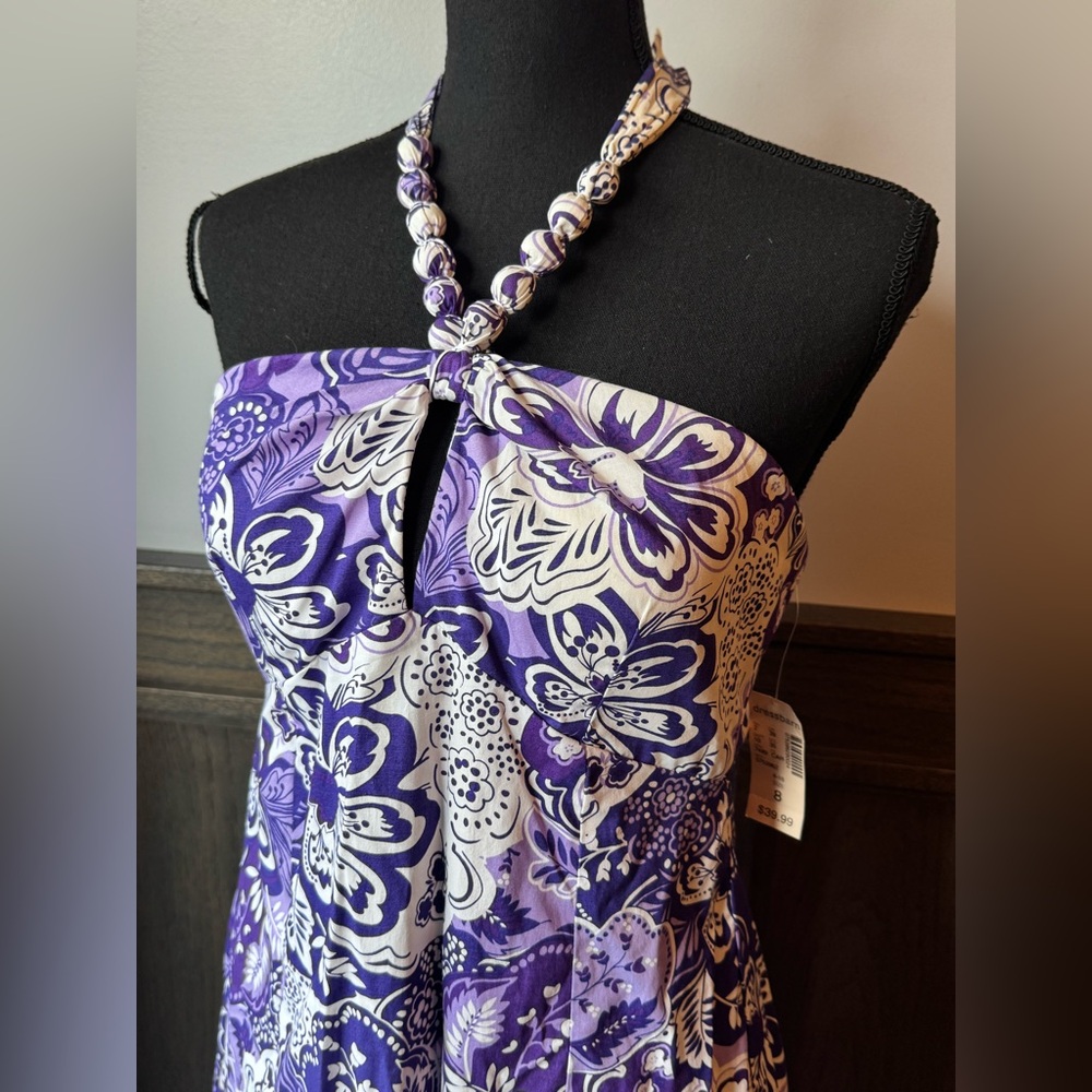 Dressbarn Purple and White Halter Floral Dress NWT 8 - Picture 2 of 8